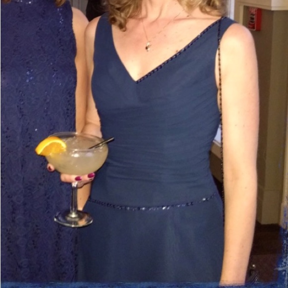 JJ’s House Navy Blue Cocktail Party Dress V Neck (No Size Tag Maybe around a 6?)